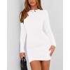 imageBTFBM Fall Dresses for Women 2025 Fashion Long Sleeve Boat Neck Slim Fit Party Club Short Tight Basic Bodycon Mini DressWhite