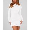 imageBTFBM Fall Dresses for Women 2025 Fashion Long Sleeve Boat Neck Slim Fit Party Club Short Tight Basic Bodycon Mini DressWhite