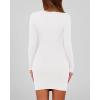 imageBTFBM Fall Dresses for Women 2025 Fashion Long Sleeve Boat Neck Slim Fit Party Club Short Tight Basic Bodycon Mini DressWhite