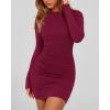 imageBTFBM Fall Dresses for Women 2025 Fashion Long Sleeve Boat Neck Slim Fit Party Club Short Tight Basic Bodycon Mini DressWine Red