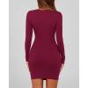 imageBTFBM Fall Dresses for Women 2025 Fashion Long Sleeve Boat Neck Slim Fit Party Club Short Tight Basic Bodycon Mini DressWine Red