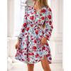 imageBTFBM Fall Dresses for Women 2025 Long Sleeve Elastic Waist Mini Wedding Guest Dress Boho Floral Beach Vacation ClothesBlue Red Flower