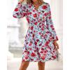 imageBTFBM Fall Dresses for Women 2025 Long Sleeve Elastic Waist Mini Wedding Guest Dress Boho Floral Beach Vacation ClothesBlue Red Flower