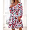 imageBTFBM Fall Dresses for Women 2025 Long Sleeve Elastic Waist Mini Wedding Guest Dress Boho Floral Beach Vacation ClothesBlue Red Flower