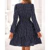 imageBTFBM Fall Dresses for Women 2025 Long Sleeve Elastic Waist Mini Wedding Guest Dress Boho Floral Beach Vacation ClothesDot Navy White