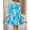 imageBTFBM Fall Dresses for Women 2025 Long Sleeve Elastic Waist Mini Wedding Guest Dress Boho Floral Beach Vacation ClothesFloral Blue Green