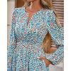 imageBTFBM Fall Dresses for Women 2025 Long Sleeve Elastic Waist Mini Wedding Guest Dress Boho Floral Beach Vacation ClothesFloral Blue White