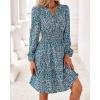 imageBTFBM Fall Dresses for Women 2025 Long Sleeve Elastic Waist Mini Wedding Guest Dress Boho Floral Beach Vacation ClothesFloral Purple Green