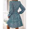 imageBTFBM Fall Dresses for Women 2025 Long Sleeve Elastic Waist Mini Wedding Guest Dress Boho Floral Beach Vacation ClothesFloral Purple Green