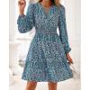 imageBTFBM Fall Dresses for Women 2025 Long Sleeve Elastic Waist Mini Wedding Guest Dress Boho Floral Beach Vacation ClothesFloral Purple Green