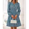 imageBTFBM Fall Dresses for Women 2025 Long Sleeve Elastic Waist Mini Wedding Guest Dress Boho Floral Beach Vacation ClothesFloral Purple Green