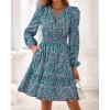 imageBTFBM Fall Dresses for Women 2025 Long Sleeve Elastic Waist Mini Wedding Guest Dress Boho Floral Beach Vacation ClothesFloral Purple Green