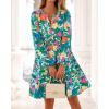 imageBTFBM Fall Dresses for Women 2025 Long Sleeve Elastic Waist Mini Wedding Guest Dress Boho Floral Beach Vacation ClothesGreen Orange Flower