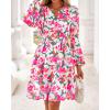 imageBTFBM Fall Dresses for Women 2025 Long Sleeve Elastic Waist Mini Wedding Guest Dress Boho Floral Beach Vacation ClothesGreen Pink Flower