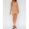 imageBTFBM Fall Wedding Guest Dresses for Women 2025 One Shoulder Long Sleeve Ruched Bodycon Cocktail Party Homecoming DressApricot