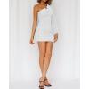 imageBTFBM Fall Wedding Guest Dresses for Women 2025 One Shoulder Long Sleeve Ruched Bodycon Cocktail Party Homecoming DressWhite