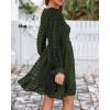 imageBTFBM Long Sleeve Fall Dresses for Women 2025 Casual V Neck Swiss Dot Smocked Ruffle Chiffon Summer Flowy Mini DressArmy Green