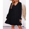 imageBTFBM Long Sleeve Fall Dresses for Women 2025 Casual V Neck Swiss Dot Smocked Ruffle Chiffon Summer Flowy Mini DressBlack