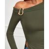 imageBTFBM Off The Shoulder Tops for Women Fall Fashion 2025 Asymmetrical Long Sleeve Shirts Fitted Going Out Top Y2K ClothesArmy Green