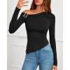 imageBTFBM Off The Shoulder Tops for Women Fall Fashion 2025 Asymmetrical Long Sleeve Shirts Fitted Going Out Top Y2K ClothesBlack