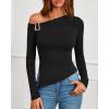 imageBTFBM Off The Shoulder Tops for Women Fall Fashion 2025 Asymmetrical Long Sleeve Shirts Fitted Going Out Top Y2K ClothesBlack