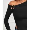imageBTFBM Off The Shoulder Tops for Women Fall Fashion 2025 Asymmetrical Long Sleeve Shirts Fitted Going Out Top Y2K ClothesBlack