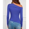 imageBTFBM Off The Shoulder Tops for Women Fall Fashion 2025 Asymmetrical Long Sleeve Shirts Fitted Going Out Top Y2K ClothesBlue