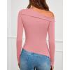 imageBTFBM Off The Shoulder Tops for Women Fall Fashion 2025 Asymmetrical Long Sleeve Shirts Fitted Going Out Top Y2K ClothesPink