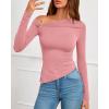 imageBTFBM Off The Shoulder Tops for Women Fall Fashion 2025 Asymmetrical Long Sleeve Shirts Fitted Going Out Top Y2K ClothesPink