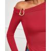 imageBTFBM Off The Shoulder Tops for Women Fall Fashion 2025 Asymmetrical Long Sleeve Shirts Fitted Going Out Top Y2K ClothesRed