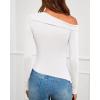 imageBTFBM Off The Shoulder Tops for Women Fall Fashion 2025 Asymmetrical Long Sleeve Shirts Fitted Going Out Top Y2K ClothesWhite