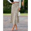 imageBTFBM Satin Skirts for Women 2025 Fall High Waisted ALine Leopard Print Cocktail Wedding Long Silk Summer Midi SkirtApricot Black