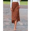imageBTFBM Satin Skirts for Women 2025 Fall High Waisted ALine Leopard Print Cocktail Wedding Long Silk Summer Midi SkirtBrick Red Black