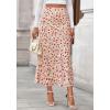 imageBTFBM Satin Skirts for Women 2025 Fall High Waisted ALine Leopard Print Cocktail Wedding Long Silk Summer Midi SkirtFloral Apricot Red