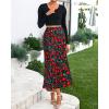 imageBTFBM Satin Skirts for Women 2025 Fall High Waisted ALine Leopard Print Cocktail Wedding Long Silk Summer Midi SkirtFloral Black Red