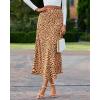 imageBTFBM Satin Skirts for Women 2025 Fall High Waisted ALine Leopard Print Cocktail Wedding Long Silk Summer Midi SkirtKhaki Black