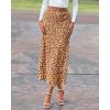 imageBTFBM Satin Skirts for Women 2025 Fall High Waisted ALine Leopard Print Cocktail Wedding Long Silk Summer Midi SkirtKhaki Black