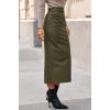 imageBTFBM Skirts for Women Trendy Fall 2025 Elastic Waist Ruched Bodycon Slit Pencil Midi Leather Skirt Bussiness CasualArmy Green