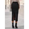 imageBTFBM Skirts for Women Trendy Fall 2025 Elastic Waist Ruched Bodycon Slit Pencil Midi Leather Skirt Bussiness CasualBlack