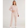 imageBTFBM Women 2 Piece Outfits Long Sleeve Crop Top Pullover Drawstring Pant Jogger Set Casual Sweatsuits Tracksuit PocketsBeige