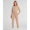 imageBTFBM Women 2 Piece Outfits Long Sleeve Crop Top Pullover Drawstring Pant Jogger Set Casual Sweatsuits Tracksuit PocketsKhaki