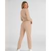 imageBTFBM Women 2 Piece Outfits Long Sleeve Crop Top Pullover Drawstring Pant Jogger Set Casual Sweatsuits Tracksuit PocketsKhaki