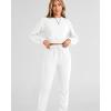 imageBTFBM Women 2 Piece Outfits Long Sleeve Crop Top Pullover Drawstring Pant Jogger Set Casual Sweatsuits Tracksuit PocketsWhite