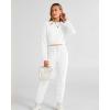 imageBTFBM Women 2 Piece Outfits Long Sleeve Crop Top Pullover Drawstring Pant Jogger Set Casual Sweatsuits Tracksuit PocketsWhite