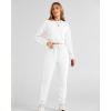 imageBTFBM Women 2 Piece Outfits Long Sleeve Crop Top Pullover Drawstring Pant Jogger Set Casual Sweatsuits Tracksuit PocketsWhite