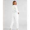 imageBTFBM Women 2 Piece Outfits Long Sleeve Crop Top Pullover Drawstring Pant Jogger Set Casual Sweatsuits Tracksuit PocketsWhite