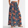 imageBTFBM Women Casual High Waist Wide Leg Pants 2025 Summer Fall Long Palazzo Pants Pocket Lounge Vacation Beach TrousersPrint Dark Blue Orange