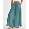 imageBTFBM Women Casual High Waist Wide Leg Pants 2025 Summer Fall Long Palazzo Pants Pocket Lounge Vacation Beach TrousersSolid Blue Green