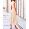 imageBTFBM Women Two Piece Skirt Set Summer 2025 Casual Vacation Crew Neck Short Sleeve Cropped Top Elastic Waist Midi SkirtsBeige