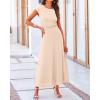 imageBTFBM Women Two Piece Skirt Set Summer 2025 Casual Vacation Crew Neck Short Sleeve Cropped Top Elastic Waist Midi SkirtsBeige